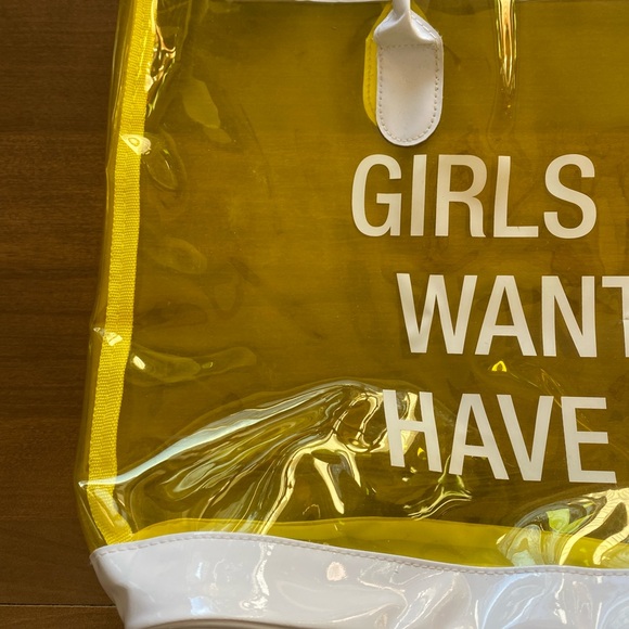 Medium Plastic Transparent Yellow/White Tote Bag - Picture 3 of 7